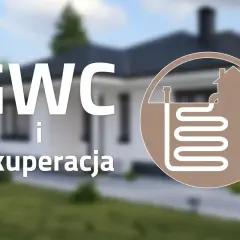 GWC i rekuperacja: schemat domu z systemem gruntowego wymiennika ciepła pod ziemią.