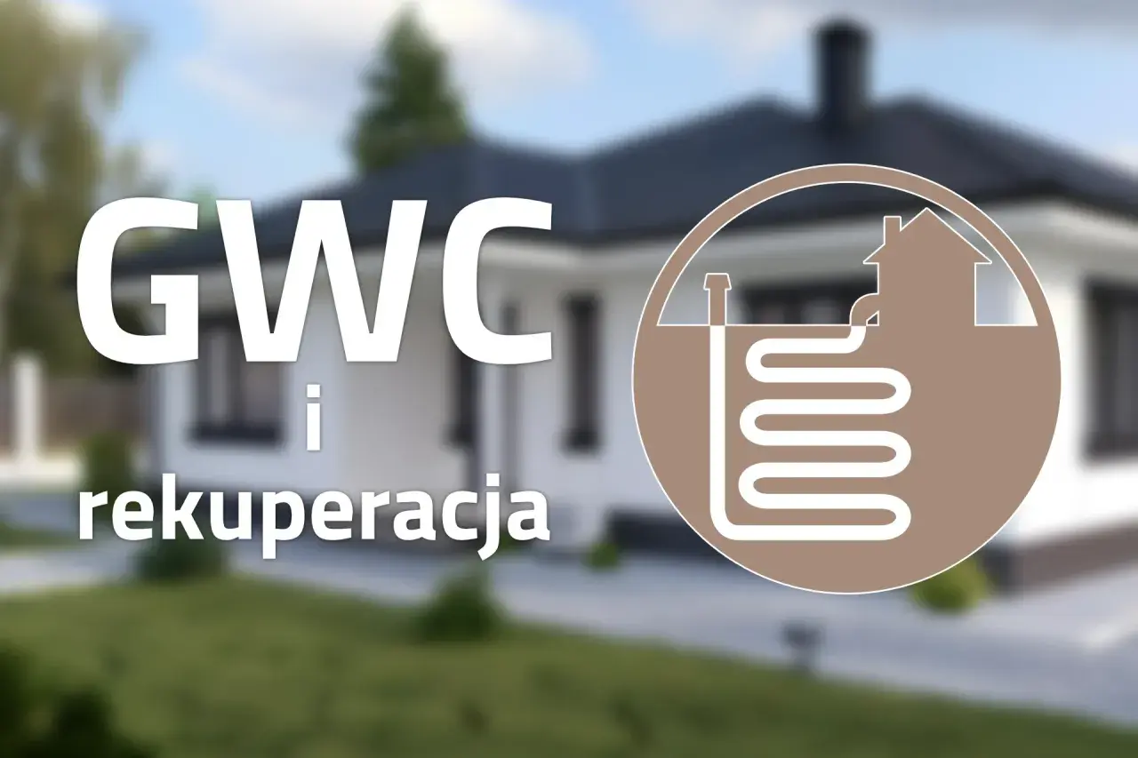 GWC i rekuperacja: schemat domu z systemem gruntowego wymiennika ciepła pod ziemią.